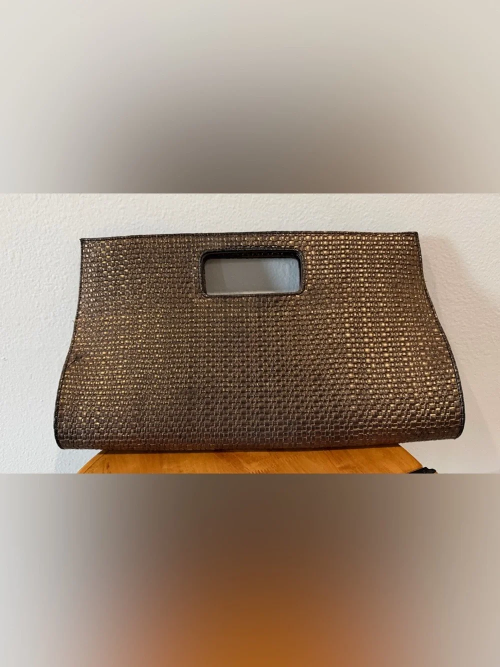 Woven Brown Clutch Handbag